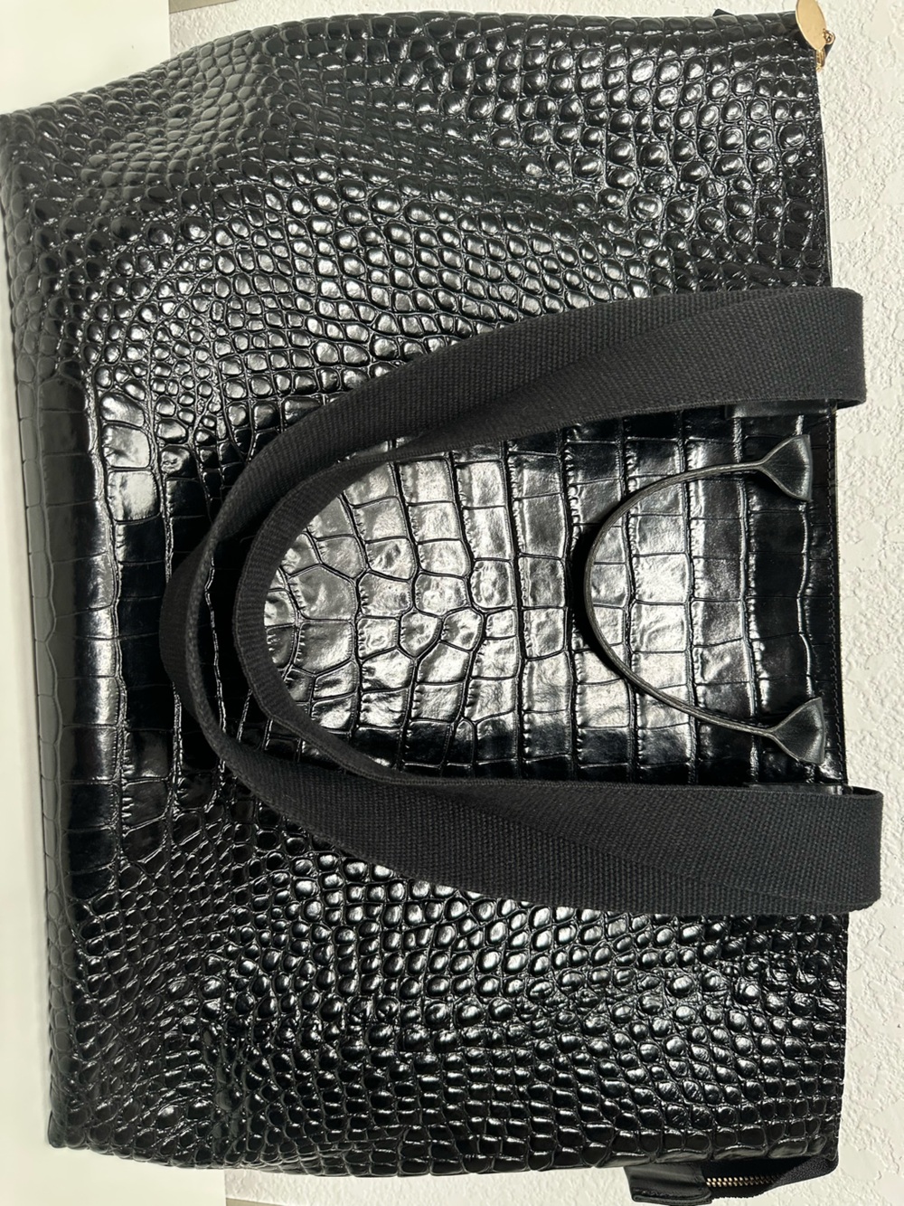 Clare V. Le ZipBag Black Croc